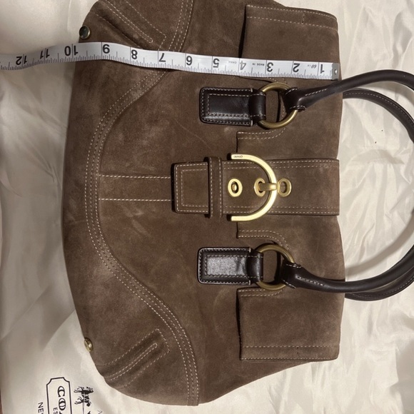 Brown Suede Coach bag - Picture 3 of 4